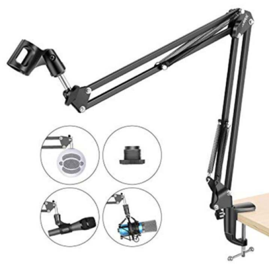 Retractable Microphone desk holder and Bracket  Z35k1 for  podcast  recording studio, radio station, control room,